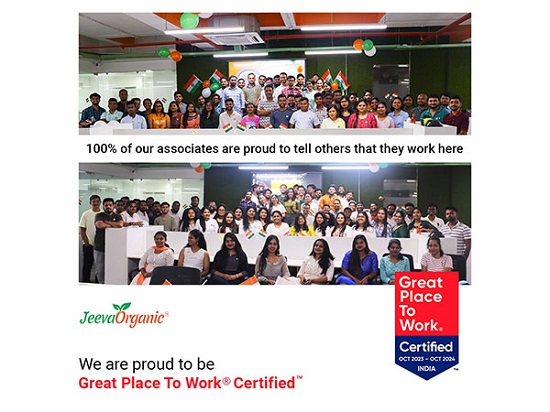 Jeeva Organic is now “Great Place to Work” Certified
